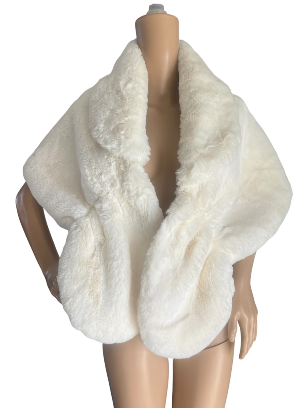 Elegant Cream Faux Fur Wrap Stole - Unbranded